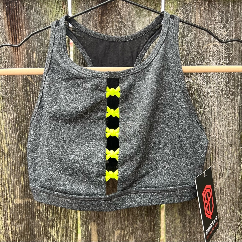 NWT Born Primitive Grey Neon Knotted Sports Bra XS